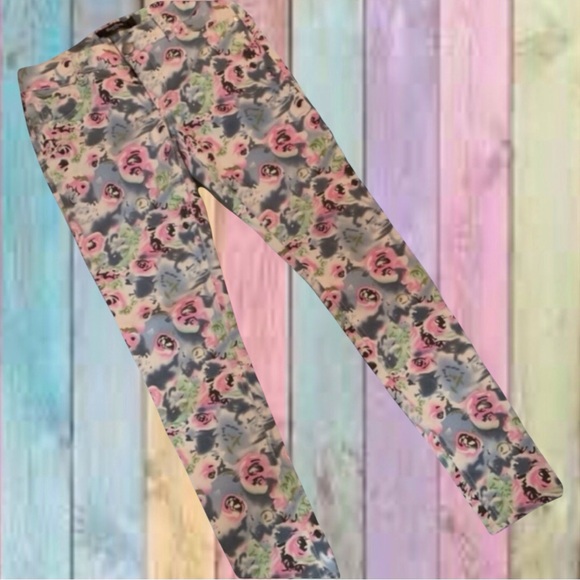 Boom Boom Jeans Denim - Boom Boom Blue Pink Floral Print Skinny Jeans
